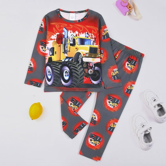 RTKFRFLM Toddler Boys Pajamas Set 2 Piece Camo Dinosaur Print Pajama Long Sleeve Night Glow Loungewear Jumpsuit Sleepwear Nightgown Pjs Loungewear