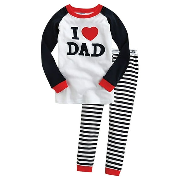 RTKFRFLM Toddler Boys Pajamas Sets 2 Piece Baby Girls Kids Pj'S Long Sleeve Letter Print Sleepwear Clothes Stripes Pants Set Clothing Sets Outfits,Size 5-6 Years