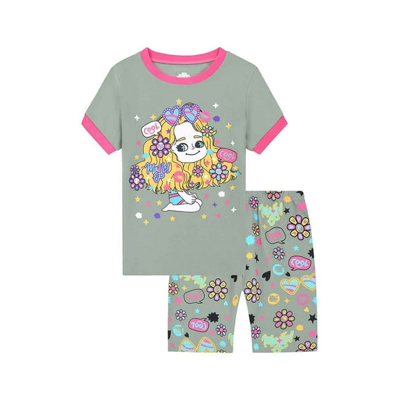 RTKFRFLM Toddler Boys Pajamas Sets 2 Piece Kids Baby Cartoon Printed Loose Casual T Shirt Grid Shorts Loungewear Pj'S Clothing Sets Outfits,Size 4-5 Years