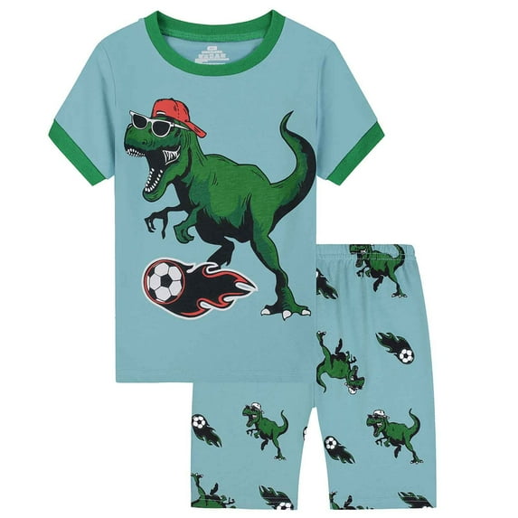 Kids Toddler Boy 2 Piece Pajama Set Sleepwear Pjs Baby Cartoon Printed Loose Cutet Shirt Grid Shorts Outfits Loungewear Nightwear Homewear,Size 7-8 Years