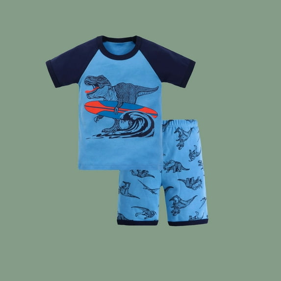 RTKFRFLM Toddler Boys Pajamas Sets 2 Piece Print Dinosaur Shorts Tops Pants Baby Kids Sleepwear Set Short Sleeve Clothing Sets Outfits,Size 9-10 Years