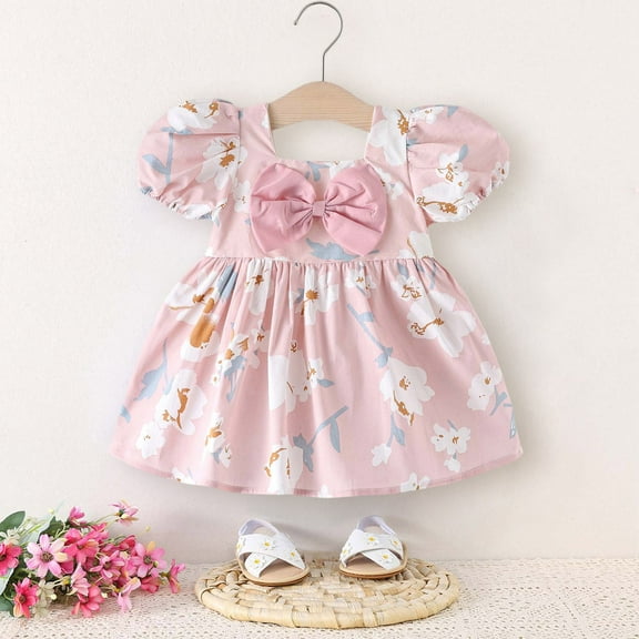 RTKFRFLM Toddler Girls Casual Dresses Summer Baby Print Princess Dress With Ruffled Hem Casual Party Outfit Girl Beach Sundress Dresses,Size 2-3 Years