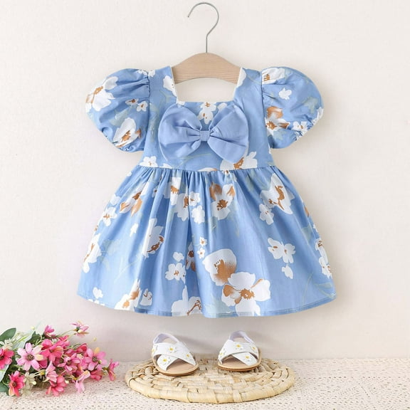 RTKFRFLM Toddler Girls Casual Dresses Summer Baby Print Princess Dress With Ruffled Hem Casual Party Outfit Girl Beach Sundress Dresses,Size 2-3 Years