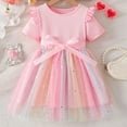 thumbnail image 1 of RTKFRFLM Toddler Girls Casual Dresses Summer Bowknot Princess Dress With Gradient Mesh Skirt Short Sleeve Party Dress Girl Beach Sundress Dresses,Size 7-8 Years, 1 of 3