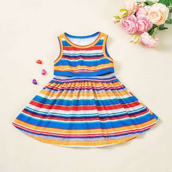 RTKFRFLM Toddler Girls Casual Dresses Summer Casual Loose Tank Swing Midi Cute Dress With Pockets Girl Beach Sundress Dresses,Size 3-4 Years