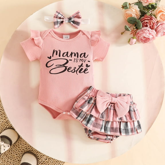 RTKFRFLM Toddler Girls Summer Outfit Set Fly Sleeve Ribbed T-Shirt Top Floral Skirt Playwear 6M-3Y