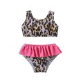 thumbnail image 1 of RTKFRFLM Toddler Kids Girls Leopard Print Bikini Set Ruffle Bow Knot Two Piece Swimsuit Summer Beach Bathing Suit, Size 6M-5 Years, 1 of 8