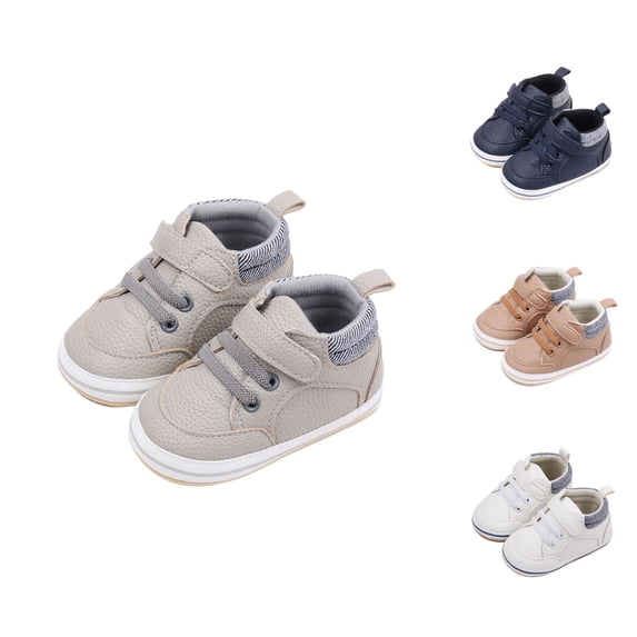 RTKFRFLM Toddler Leather Sneakers Solid Color Non- Soft Sole Casual Shoes Blue 12-18 Months