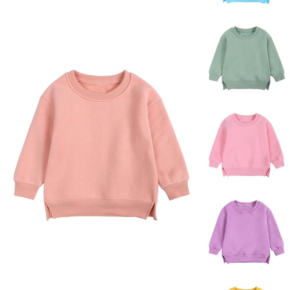 RTKFRFLM Toddler Solid Color Hoodie Warm Lined Pullover Sweatshirt Green 2-3 Years