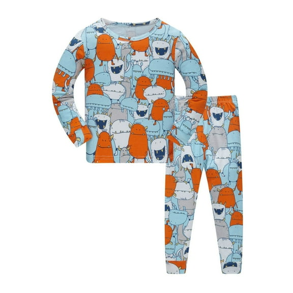 RTKFRFLM Toddlers Girls Pajama Set 2 Piece Outfits Set Cute Printed Long Sleeve Kids Comfortable Loungewear For Daily Wear And Soft Sleepwear Nightgown Pjs Loungewear