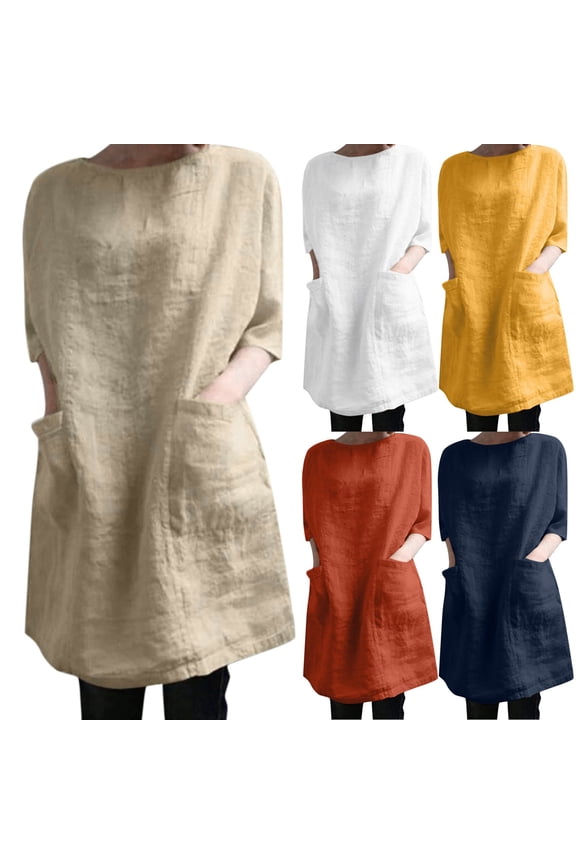 RTKFRFLM Women's Round Neck Half Sleeve Longline T-Shirt With Pocket Summer Fashion Casual Straight Fit Tunic Top Soft Lightweight Breathable Daily Wear Trendy Elegant Pullover Clothing For Lady
