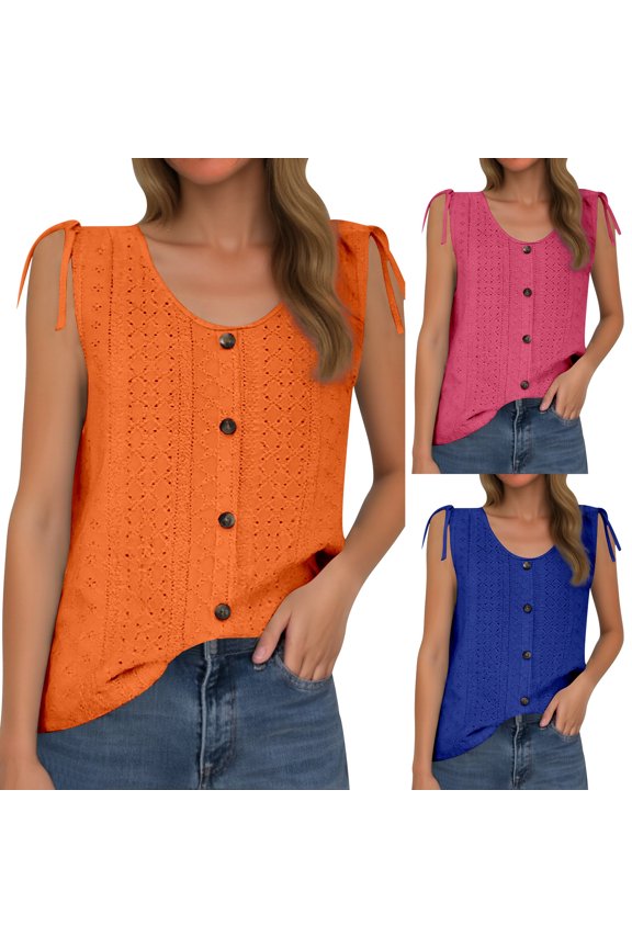 Womens Tank Tops Sleeveless Casual Solid Color U Neck T-Shirts Fashion Summer Spring Clothing Trendy Ladies Basic Tee Pullover Tunic Blouse Daily Wear Tee