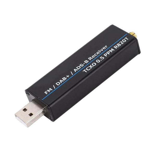RTL SDR Receiver 100KHz To 1766MHz RTL2832U R820T2 0.5 PPM TCXO USB Software Defined Radio (Silver/Aluminum)