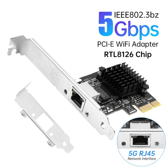 RTL8126 5G PCIe Network Card, RJ45 5GBase-T Ethernet Adapter, Compatible with 2.5G/1G/100M, for Windows and Linux Desktop PC and Server