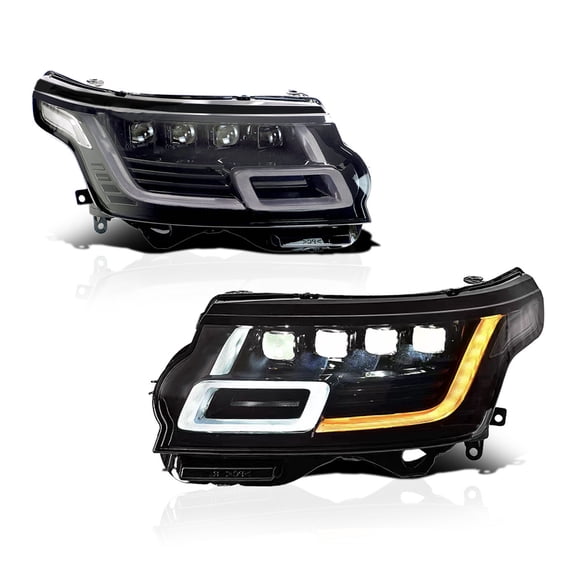 RTMOTO LED Headlights Assembly Compatible with Range Rover L405 2014-2017 Base Vogue Vogue SE Executive Autobiography SVAutobiography Quad Bi-LED Projector, Blue Startup Sweep,Euro Clear Reflector