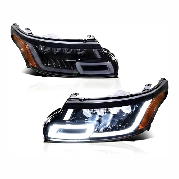 RTMOTO LED Headlights Assembly Compatible with Range Rover Sport L494 2014-2017 2 Lens Projector Hi-low Beam DRL Strips&Amber Sequential Signal Light Amber Reflector Euro Style