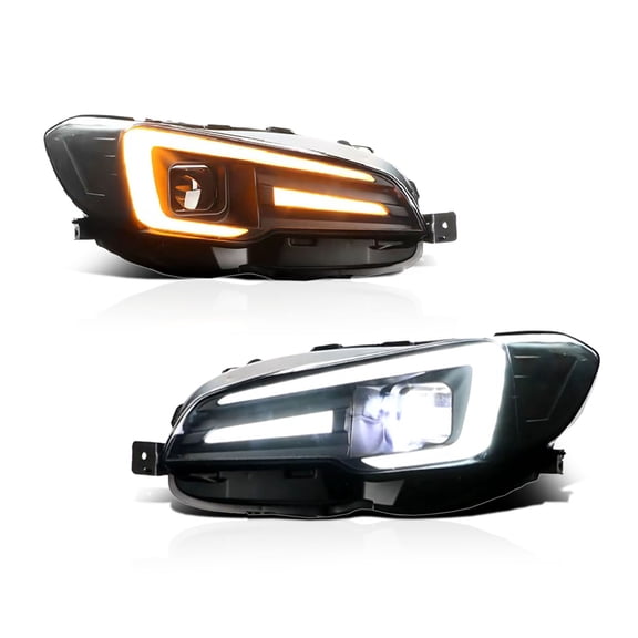 RTMOTO LED Projector Headlights Headlamps Assembly Compatible with 2015-2021 Subaru WRX / STI White DRL Strips Amber LED Sequential Turn Signals  Hi-Lo Beam Replaces Factory Halogen Headlights
