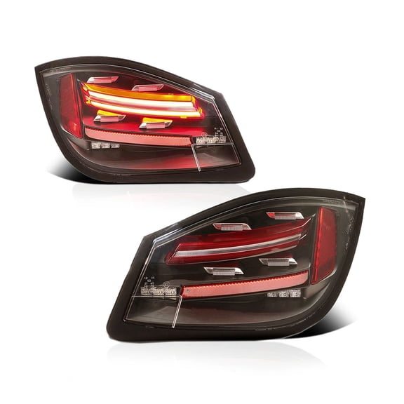 RTMOTO LED Taillights Taillamps Assembly Compatible with 987.2 / 987 MKII Cayman Boxster 2009-2012 Amber Sequential Signal,White Reserve,Brake Black Housing Blacked-out Lens