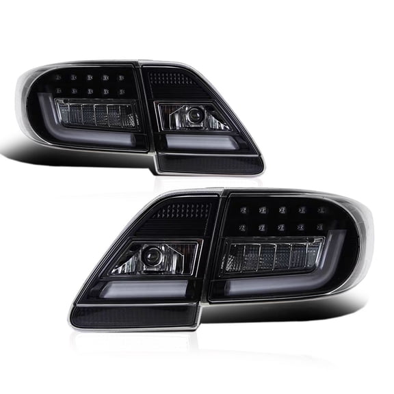 RTMOTO LED Taillights Taillamps Assembly Compatible with Corolla, CE, L, S,XLE,XRS Base Sedan 4Door 2011-2013 High-Powered LED Turn Signal,Running&LED Brake Lights ClearLens/White Tubes/Black Housing