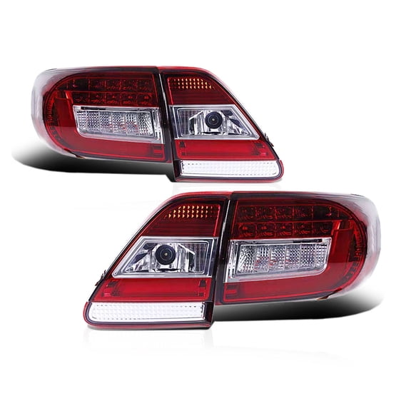 RTMOTO LED Taillights Taillamps Assembly Compatible with Corolla, CE, L, S,XLE,XRS Base Sedan 4Door 2011-2013 High-Powered Luminous Flux LED Bar Style Turn Signal,Running & LED Brake Lights Red Lens