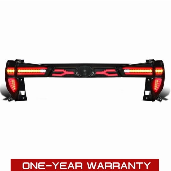 RTMOTO fit for 2016-2022 Toyota Innova MPV RWD Rear Full-Width LED Dynamic Tail Light Combination Continuous Lamp Red Tubes/Smoked-out Lens