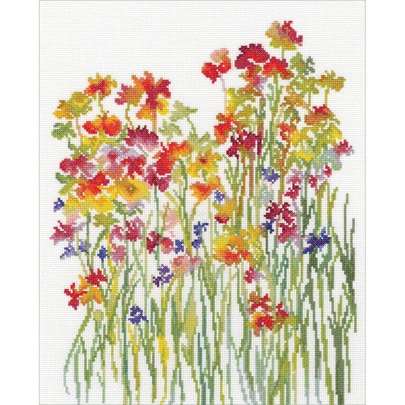 RTO Counted Cross Stitch Kit 10.5"X13.25"-Flower Watercolour (14 Count)