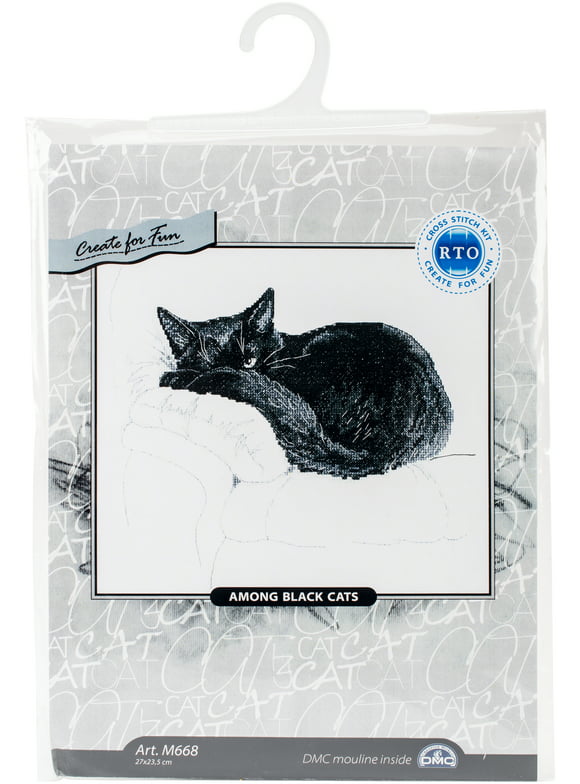 RTO Counted Cross Stitch Kit 10.5"X9.25"-Among Black Cats I (14 Count)