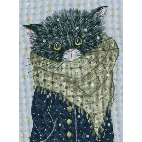 RTO Counted Cross Stitch Kit on Canvas Aida with A Cat Looking for Fish. Wonderful Pattern 6,1 * 8,66 inches M916. Great for Art & Needlework Amateurs