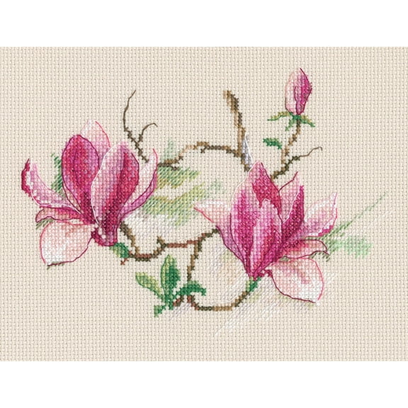 RTO Cross Stitch Kit 7.28"X5.31"-Magnolia Flowers (14 Count)