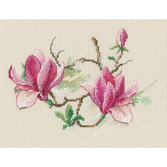 RTO Counted Cross Stitch Kit 7.28"X5.31"-Magnolia Flowers (14 Count)
