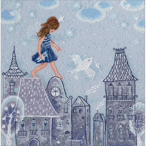 RTO Counted Cross Stitch Kit 9.5"X9.5"-Fairy Tales Live On Roofs (14 Count)