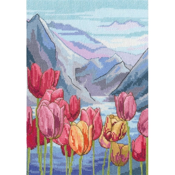 Wizardi Counted Cross Stitch Kit The Moment M952 - Tulip People Design, 16ct White Zweigart Aida, DMC 39 Colors Floss, 6.5x9.45 Beginner Kit for Adults RTO