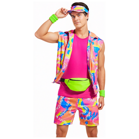 RTOPDS 80s Men Workout Costume,92s Outfit Clothing for Adults, Halloween Cosplay Couples Costume Set(L)