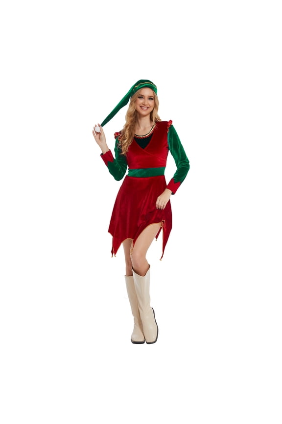 Christmas Elf Costume For Women,Cute Jovi the elf Dress Womens adult Holiday Xmas Fancy Outfit for Party,M