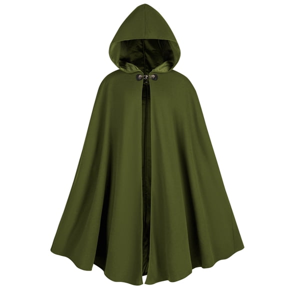RTOPDS Cloak with Hood Men Women,Medieval Renaissance Hooded Cloak Velvet Witch Cape for Halloween Cosplay Party (Green)