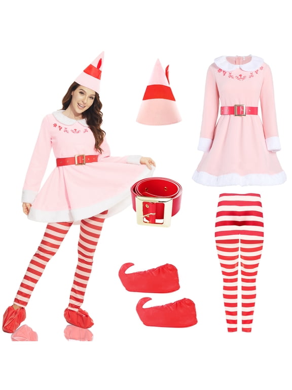 Elf Costume for Women, Adult Dress Christmas Cosplay Holiday Party Costumes,Christmas Elf Costume,2XL