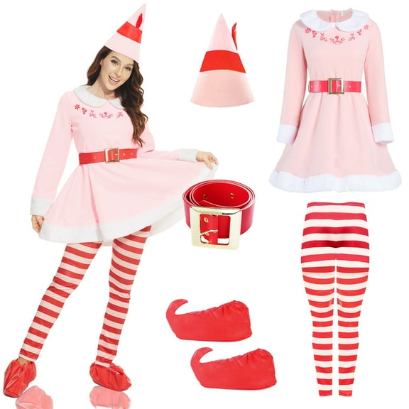 RTOPDS Elf Costume for Women, Adult Dress Christmas Cosplay Holiday Party Costumes,Christmas Elf Costume,M