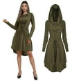 thumbnail image 1 of RTOPDS Renaissance Costume Women,Medieval Dress Hooded Robe Lace Up Halloween Costume for Womens(Army green,L), 1 of 5