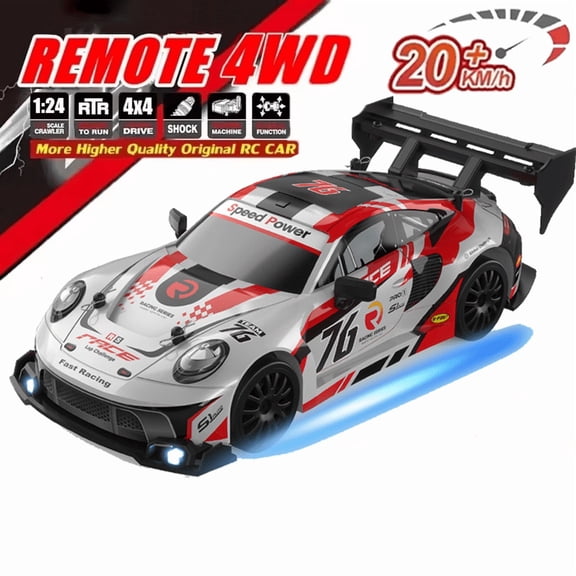 RTR 1:24 RC Drift Cars 4WD 2.4Ghz Remote Control JDM Style LED Lights 20KM/H High Speed Racing Toy for Kids Adults Birthday Gift