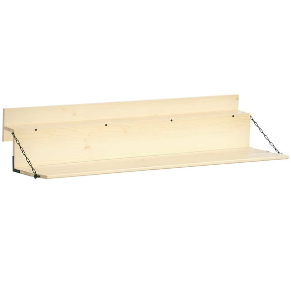 RTRWDC Natural Wooden Suspended Terrace Table - Spruce Outdoor Table, 59 inches wide x 20 inches deep x 12.5 inches high, 66 pounds load capacity suitable for terraces/platforms