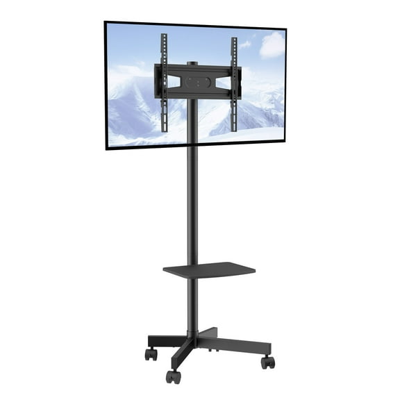 RTRWDC Portable Mobile TV Stand - Adjustable Height TV Cart with 15 ° Tilt and ± 3 ° Horizontal Correction, Cold Rolled Steel Universal TV Hanger (Suitable for 23-60 inch TVs