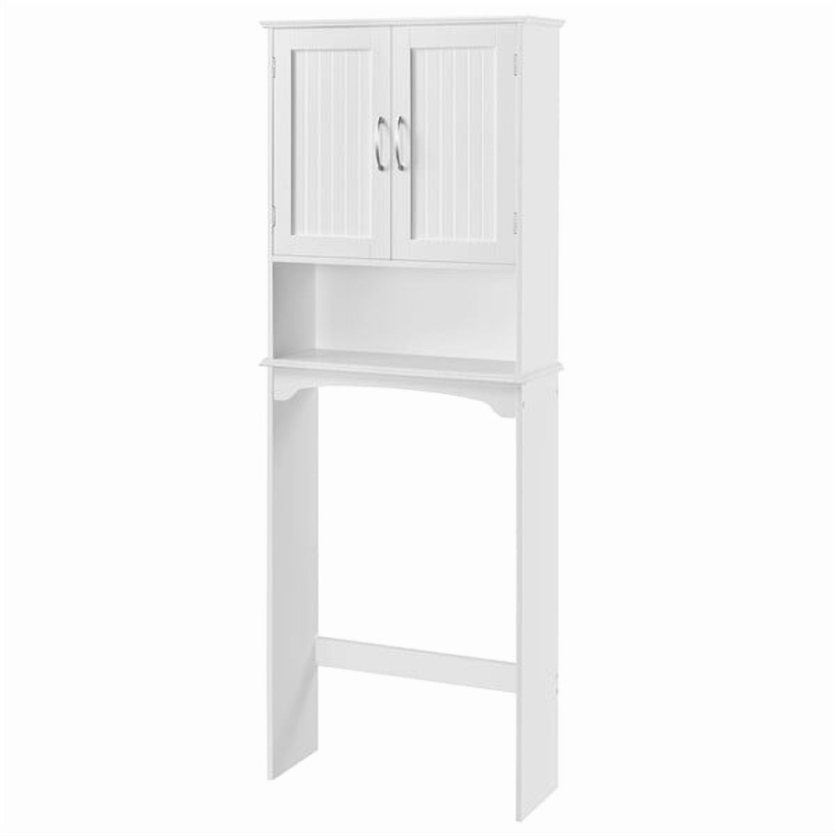 RTRWDC White Over-The-Toilet Cabinet, 24.5965.7 Inches with Double Doors & Adjustable Shelf (3 Heights), P2 MDF Waterproof for Bathroom Storage