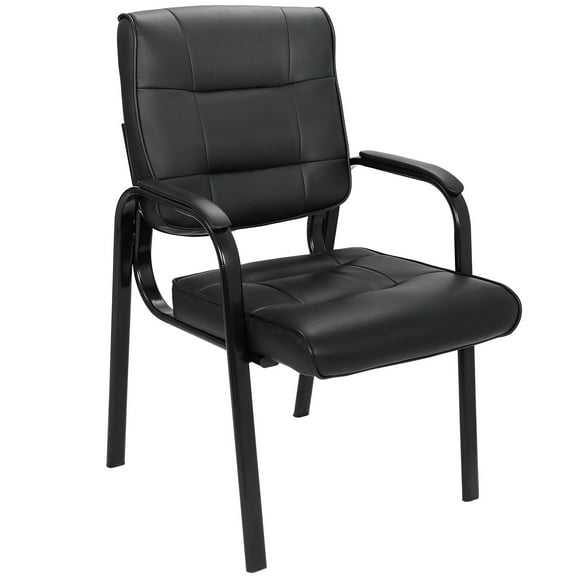 RTRWDC black leather armchair - fully covered in leather, filled with seat and backrest, 250 pound load-bearing, sled base (21.7 inches long x 20.5 inches wide x 34.6 inches high, 18.34 pounds)