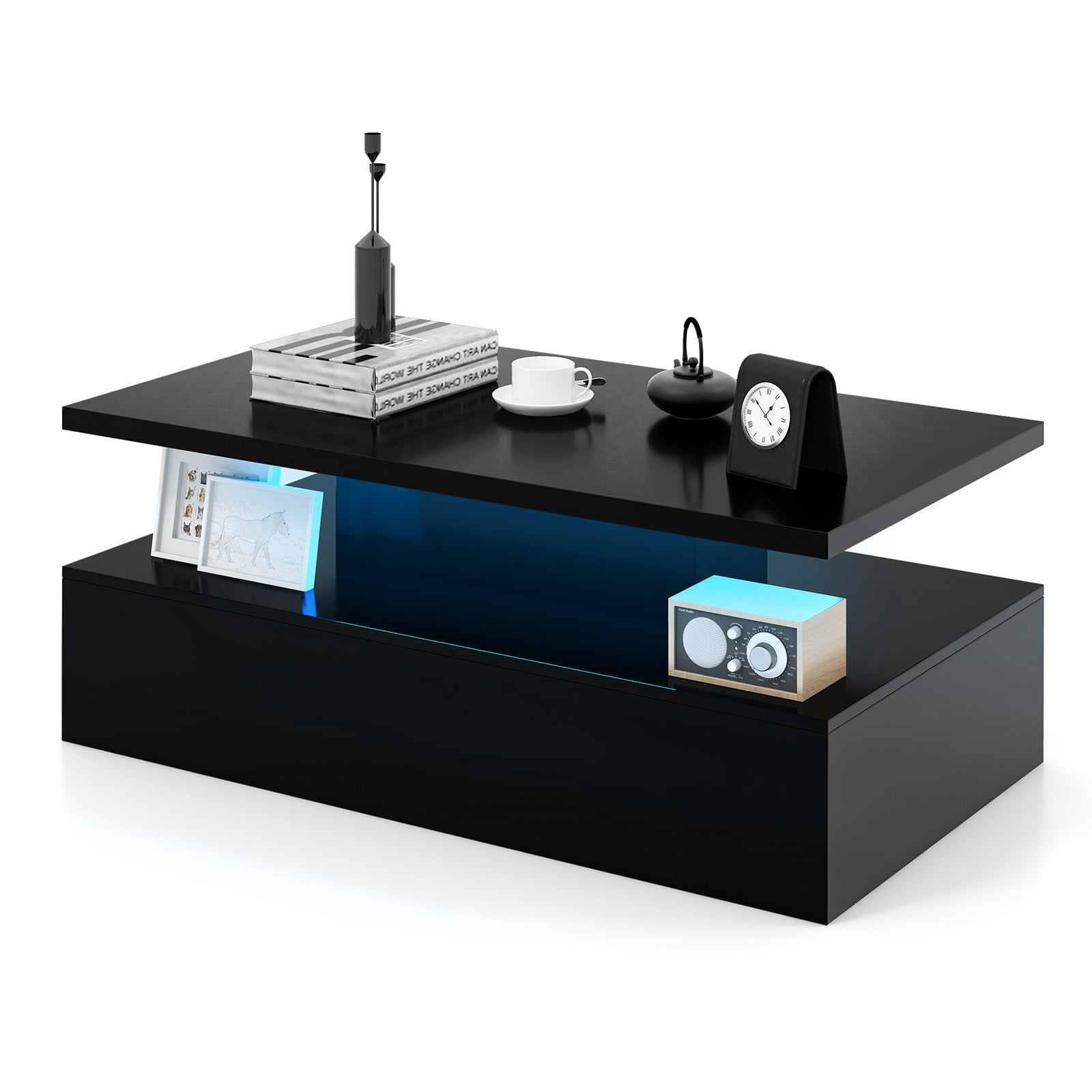 RTRWDC modern 2-story LED coffee table with remote control, 20 color ...