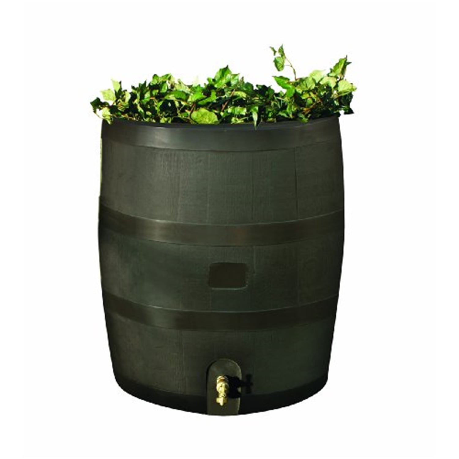 35 Gallon Mud Plastic Rain Barrel with Brass Spigot