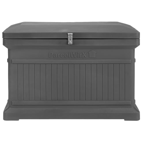 RTS Home Accents ParcelWirx Premium Horizontal Large Lockable Package Delivery Box with Hinged Lid, Graphite Color