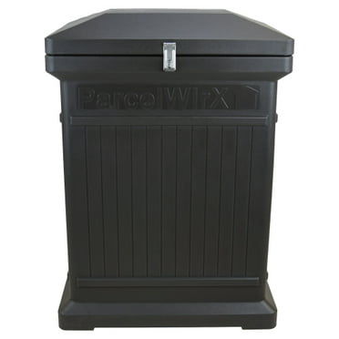 RTS Home Accents ParcelWirx Premium Vertical Large Lockable Package Delivery Box with Hinged Lid, Graphite Color