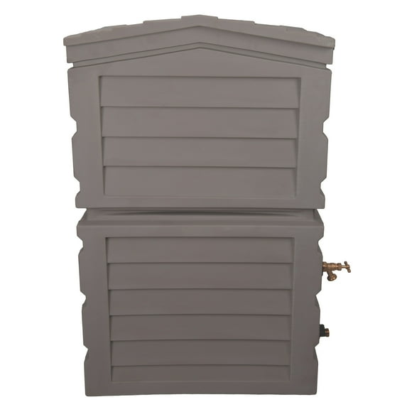 RTS Home Accents Polyethylene 25 Gallon Rainwater Shed Collector, Prestige Pewter Color