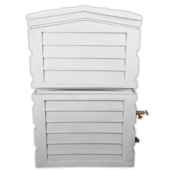 RTS Home Accents Polyethylene 25 Gallon Rainwater Shed Collector, Slate Grey Color