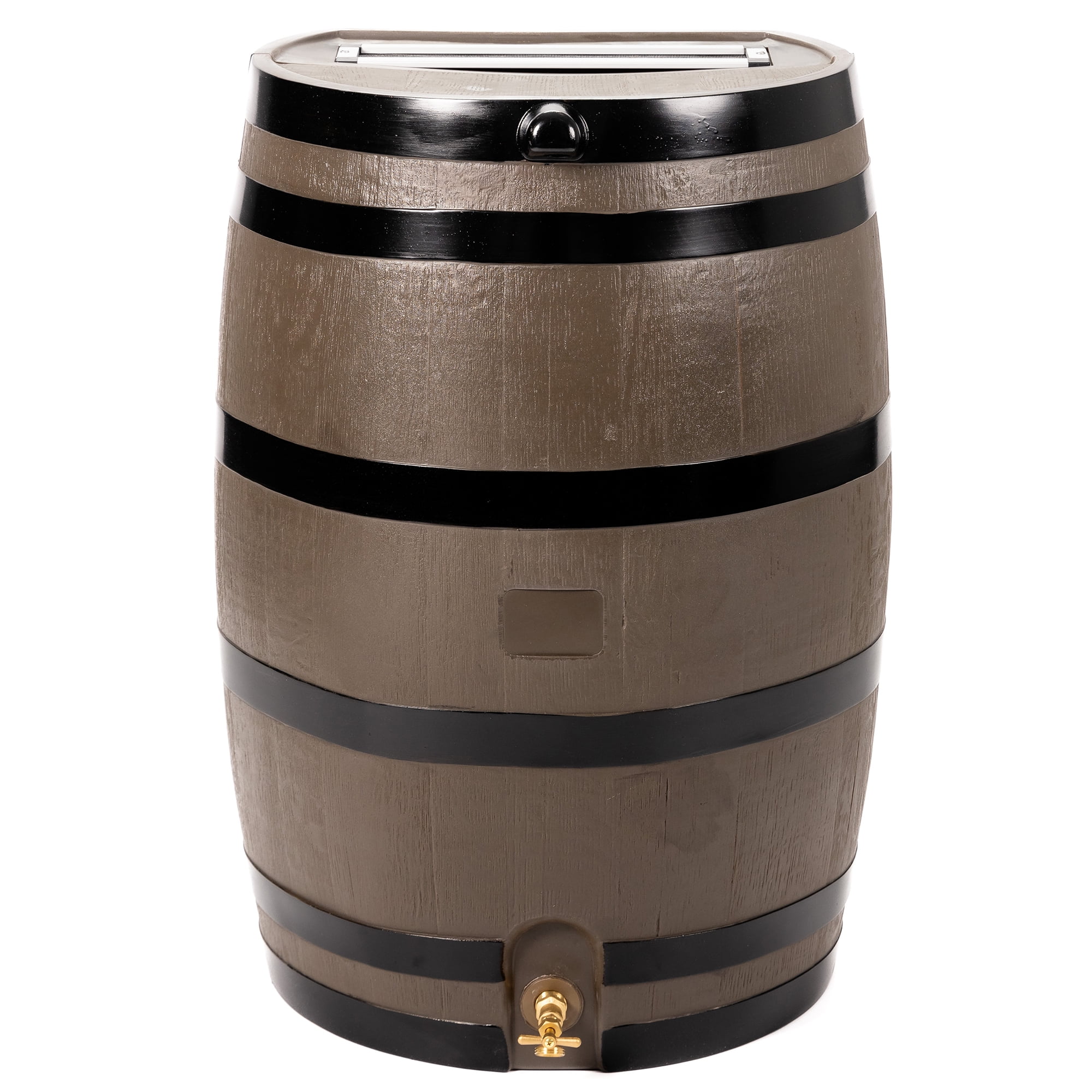 50 Gallon Woodgrain Polyethylene Rain Barrel with Brass Spigot